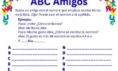 Ice Breaker en Español – ABC Amigos speaking activity