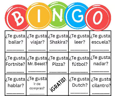 Ice Breaker en Español ¡Bingo! speaking activity
