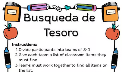 Ice Breaker en Español – Busqueda de Tesoro Scavenger Hunt