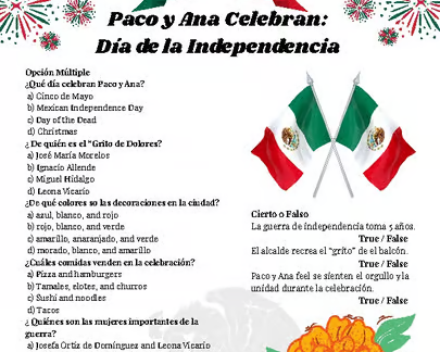 La Independencia de México – cuento en español
